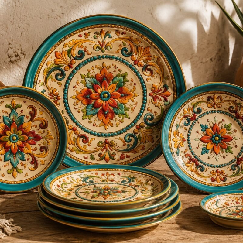 Set Platos Talavera Hacienda - artesanía mexicana TONALI