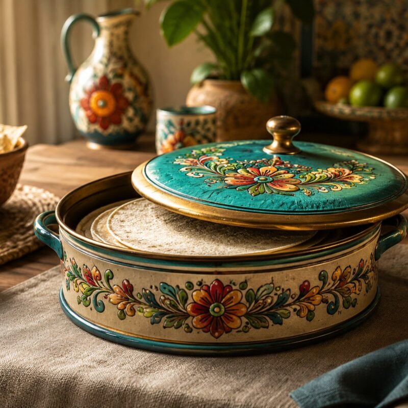 Tortillero Artesanal Sol Turquesa - artesanía mexicana TONALI